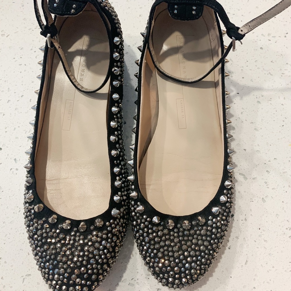 Zara Spike Rhinestone Flat